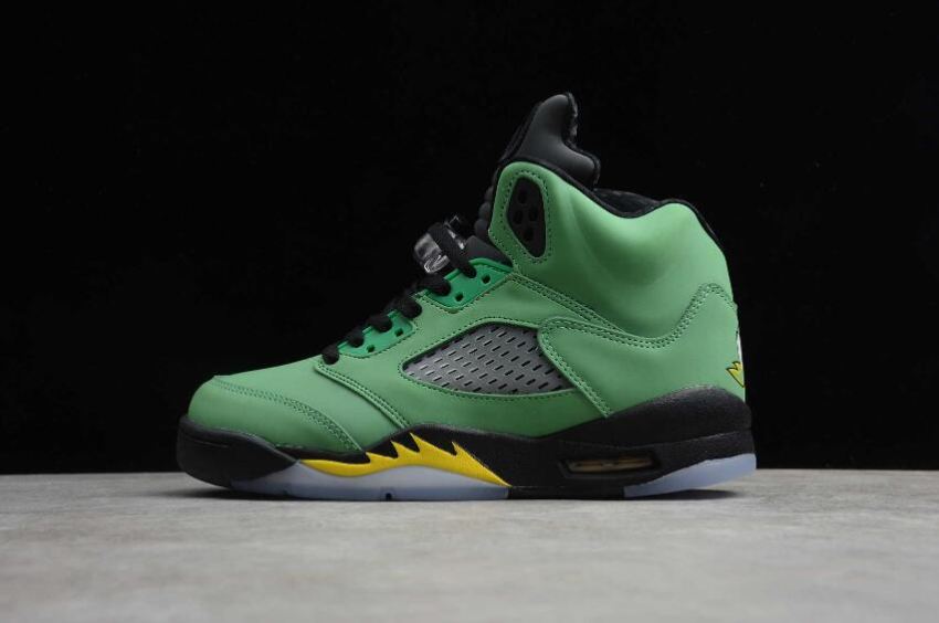 Men's Air Jordan 5 Retro SE Oregon Ducks Grass Green Black Basketball Shoes