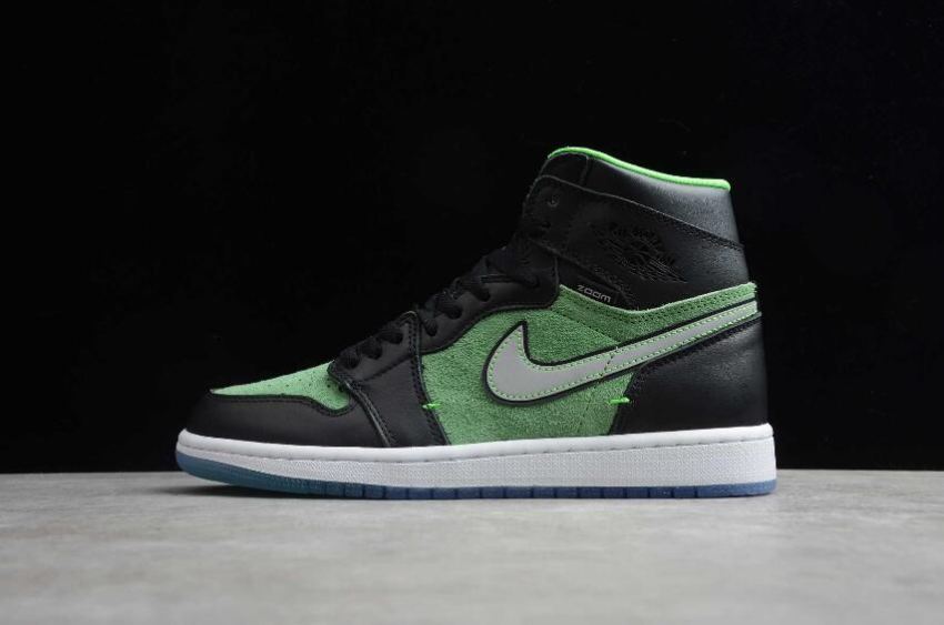 Women's Air Jordan 1 High Zoom Rage Green Black Black-Tomatillo-Rage Green Basketball Shoes - Click Image to Close