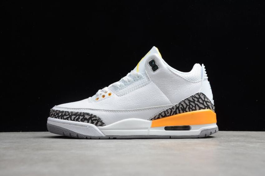 Women's Air Jordan 3 Retro Laser Orange White Black Lightning Basketball Shoes