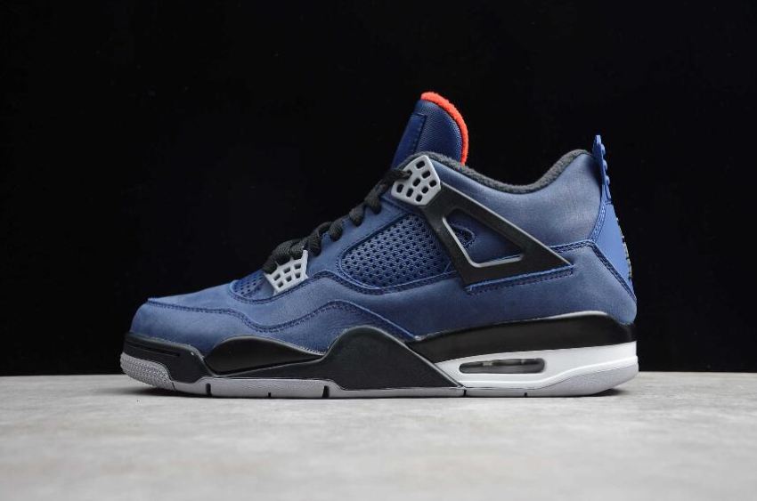 Women's Air Jordan 4 Retro WMTR Loyal Blue Black White Basketball Shoes - Click Image to Close