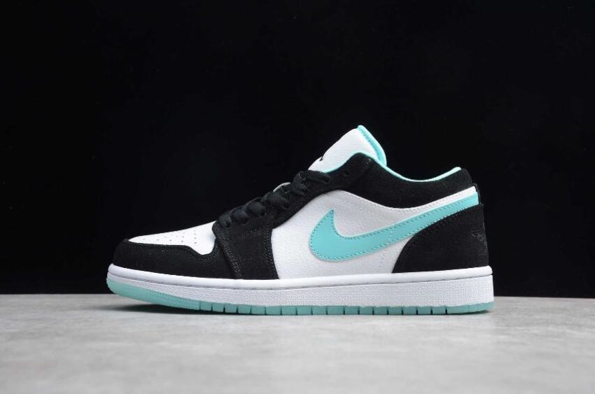 Women's Air Jordan 1 Low White Island Green White Black Basketball Shoes