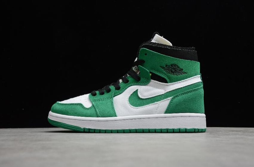 Men's Air Jordan 1 Zoom CMFT Stadium Green Black-White-Ghost Green Basketball Shoes