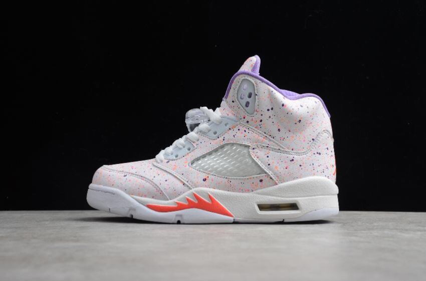 Women's Air Jordan 5 Retro SE GG White Laser Crimson Basketball Shoes