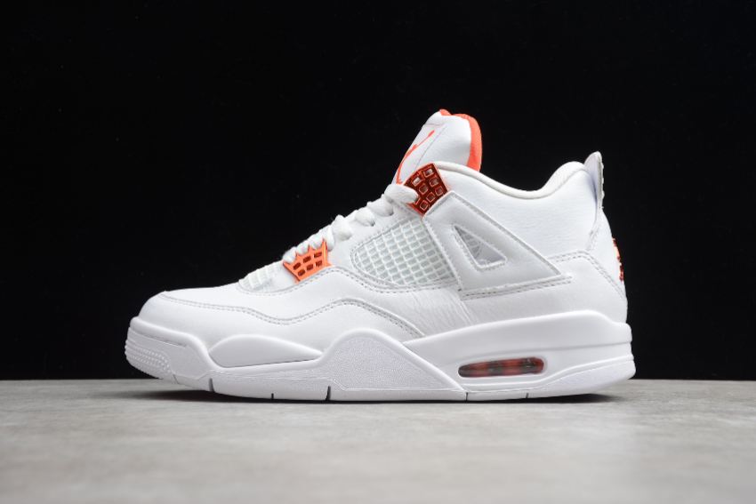 Men's Air Jordan 4 Retro White Team Orange Basketball Shoes