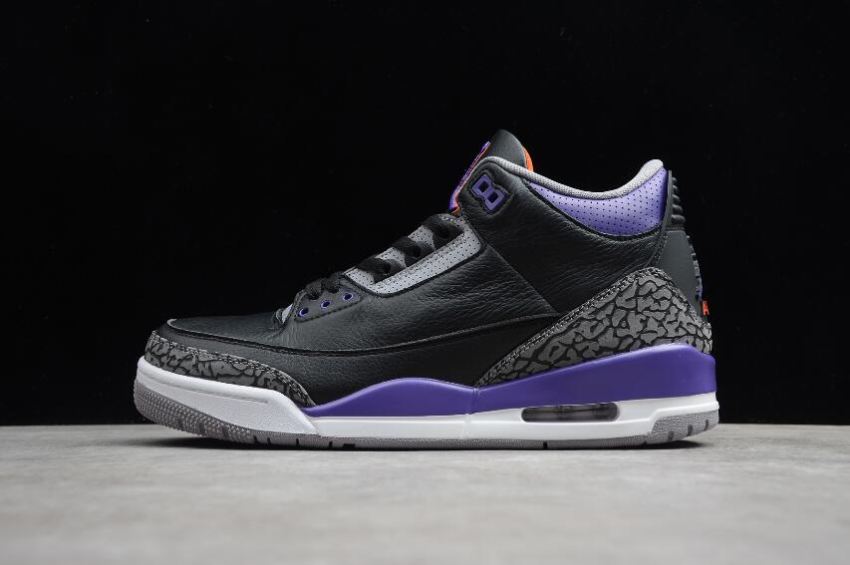 Men's Air Jordan 3 Retro Court Purple Black Purple Basketball Shoes