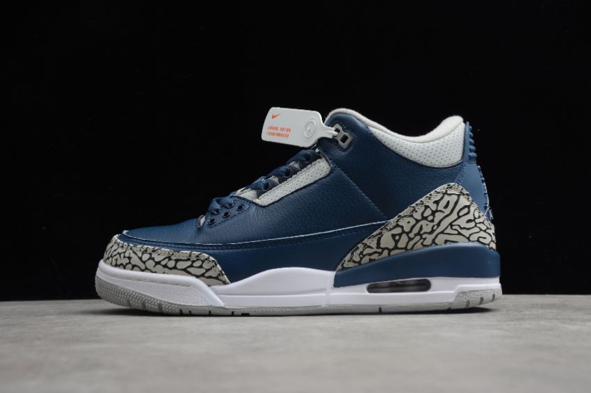 Women's Air Jordan 3 Retro Tinker NRG Midnight Navy Cement Grey White Basketball Shoes