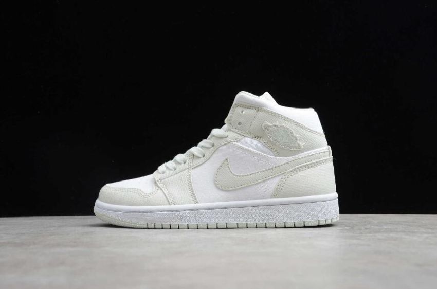 Women's WMNS Air Jordan 1 Mid White Spruce Aura Basketball Shoes