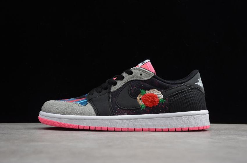 Women's Air Jordan 1 Low OG Chinese New Year Black MultiColor Digital Pink Basketball Shoes - Click Image to Close