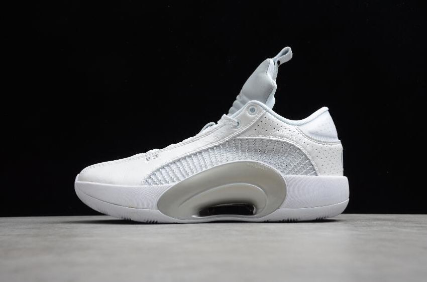 Women's Air Jordan 35 Low PF White Metallic Silver Black CW2459-100 Basketball Shoes - Click Image to Close