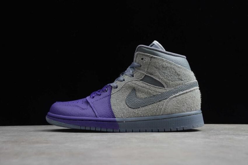 Women's Air Jordan 1 Mid SE Cool Grey Purple Basketball Shoes - Click Image to Close