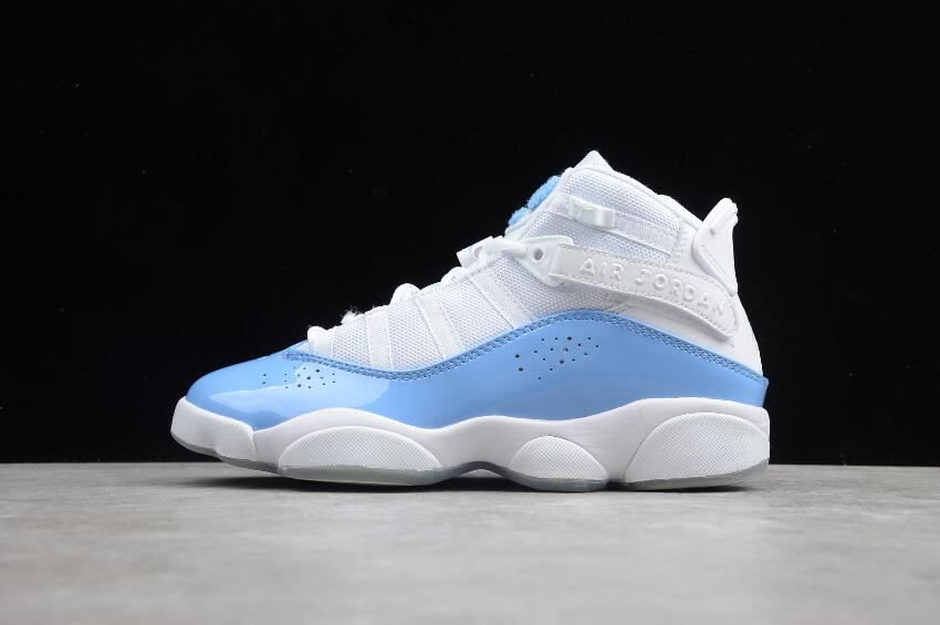 Women's Air Jordan 6 Retro Rings White Valor Blue Ice Basketball Shoes