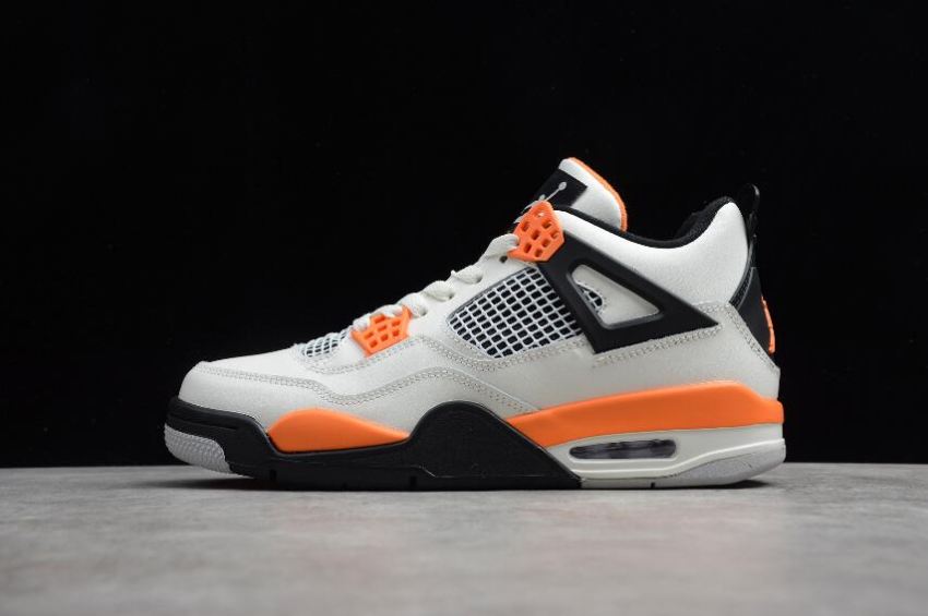 Women's Air Jordan 4 Retro OG Starfish Sail Black Light Smoke Grey Basketball Shoes - Click Image to Close