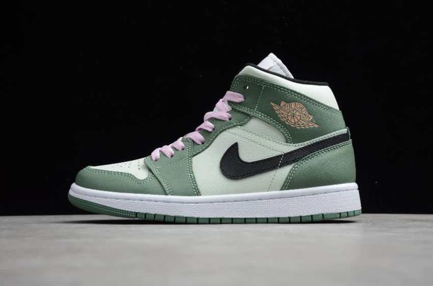 Women's Air Jordan 1 Mid SE Dutch Green Black Barely Green Shoes Basketball Shoes