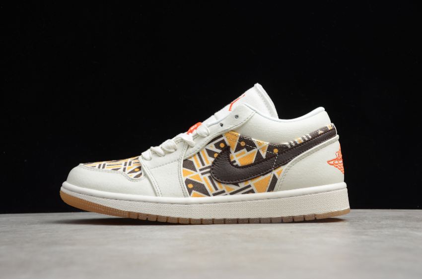 Women's Air Jordan 1 Low Quai 54 Sail Team Orange-Baroque Brown Basketball Shoes