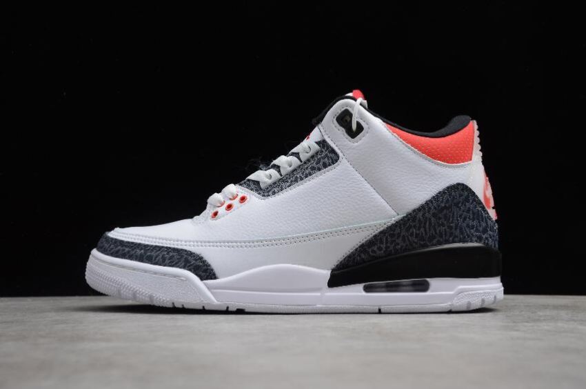 Men's Air Jordan 3 Retro Tinker NRG White Fire Red Black Basketball Shoes - Click Image to Close