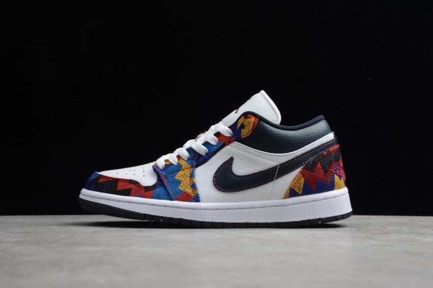 Women's Air Jordan 1 Low White Black Rainbow Basketball Shoes - Click Image to Close