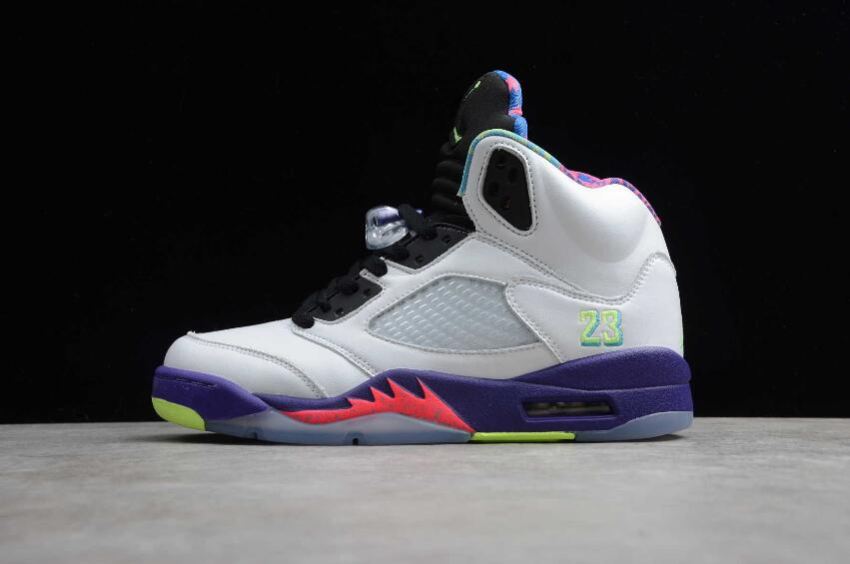 Women's Air Jordan 5 Retro Alternate Bel-Air White Court Purple Pink Green Basketball Shoes - Click Image to Close