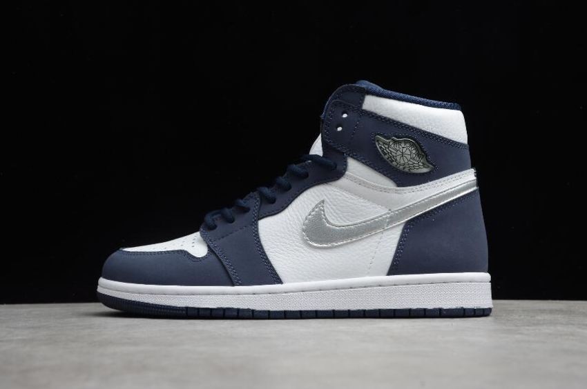 Women's Air Jordan 1 Retro High OG White Navy Basketball Shoes - Click Image to Close