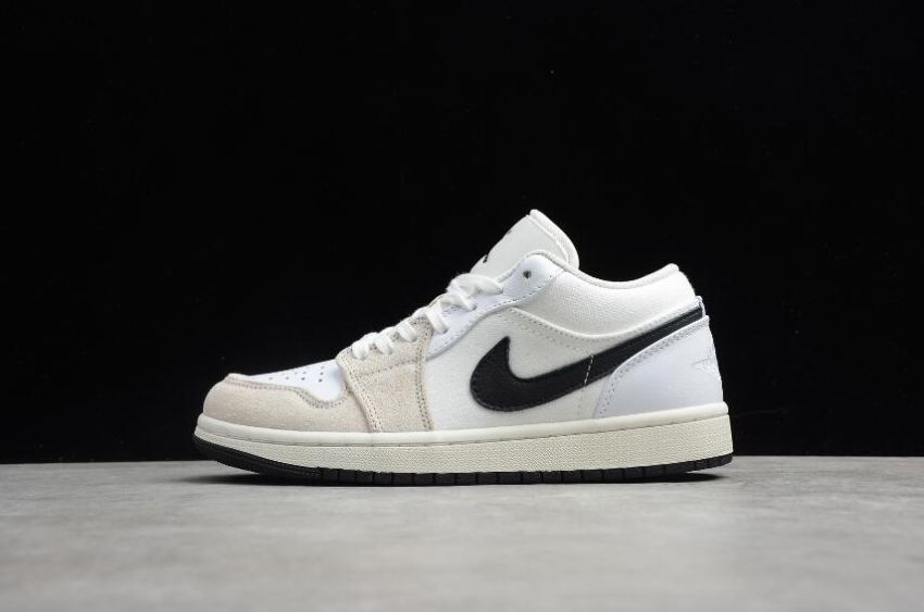 Women's Air Jordan 1 Low PRM GS Sail Black White Basketball Shoes