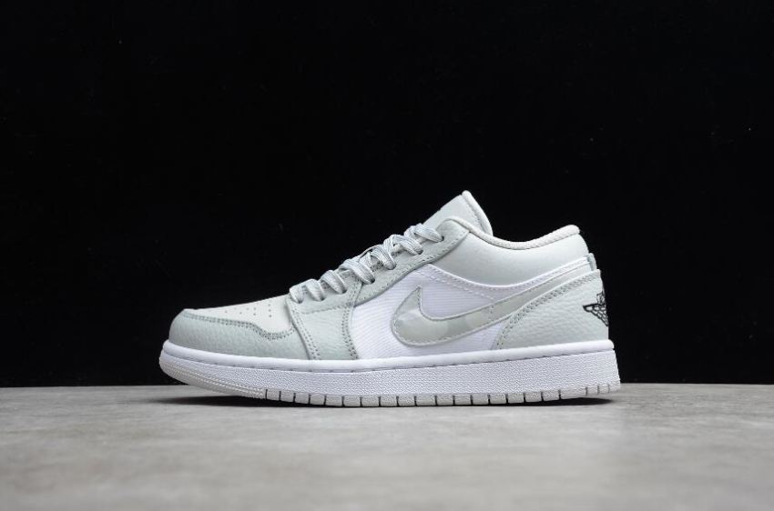 Women's Air Jordan 1 Low GS White Photon Dust Grey Fog Basketball Shoes - Click Image to Close