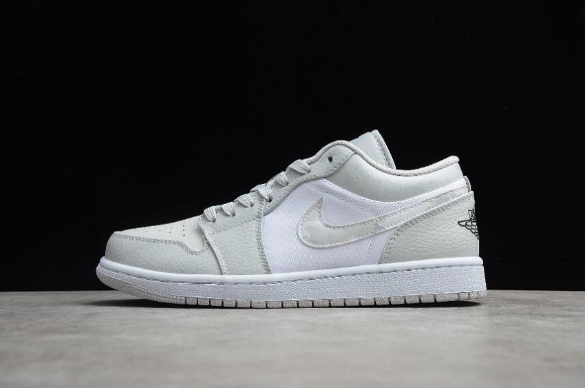 Women's Air Jordan 1 Low White Camo Photon Dust Grey Fog Basketball Shoes - Click Image to Close