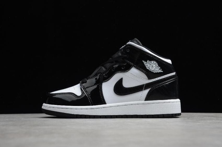 Women's Air Jordan 1 Mid SE ASW GS Panda Black White Shoes Basketball Shoes - Click Image to Close