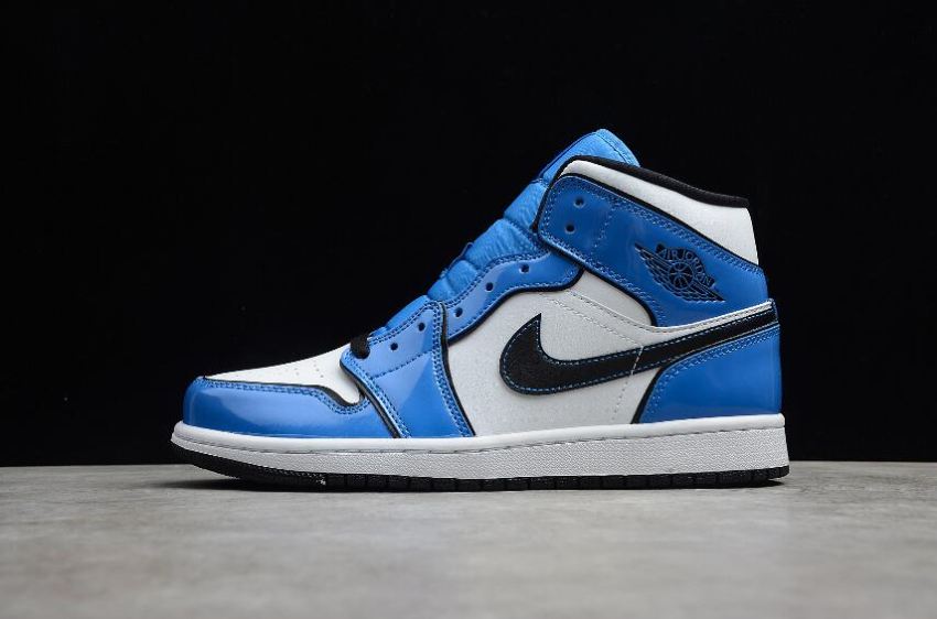 Women's Air Jordan 1 Mid SE Singal Blue Black White Footwear Basketball Shoes - Click Image to Close