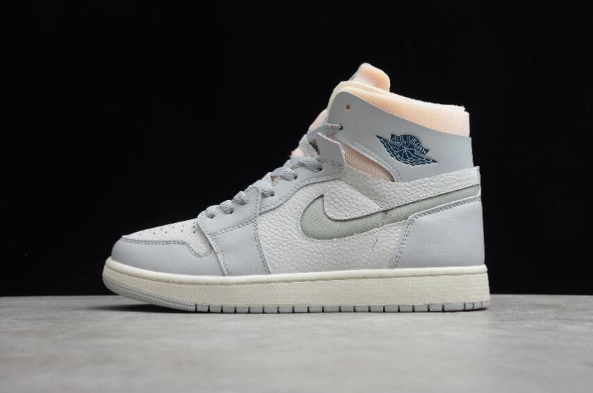 Men's Air Jordan 1 Zoom Air Comfort London Light Grey Ink Blue Shoes Basketball Shoes - Click Image to Close