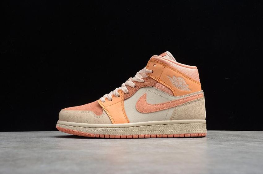 Women's Air Jordan 1 Mid Atomic Orange Apricot Agate Basketball Shoes