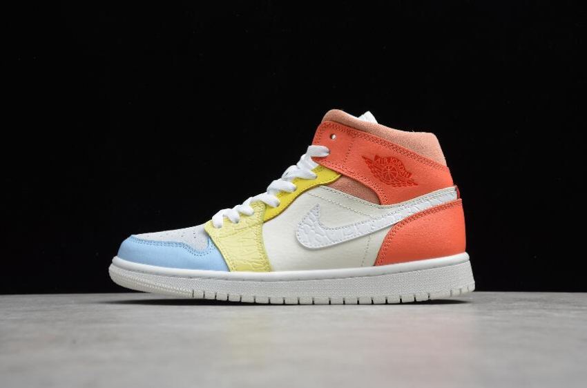 Men's Air Jordan 1 Mid To My First Coach Sail White Zitron Shoes Basketball Shoes - Click Image to Close