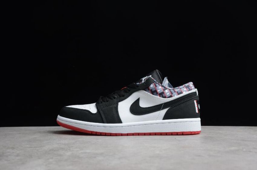 Men's Air Jordan 1 Low Q54 White Black University Red Basketball Shoes