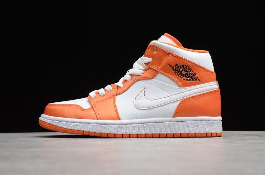 Women's Air Jordan 1 Mid White Orange Shoes Basketball Shoes - Click Image to Close