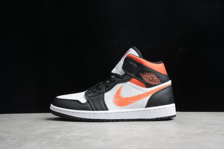 Men's Air Jordan 1 Mid White Total Orange Basketball Shoes - Click Image to Close