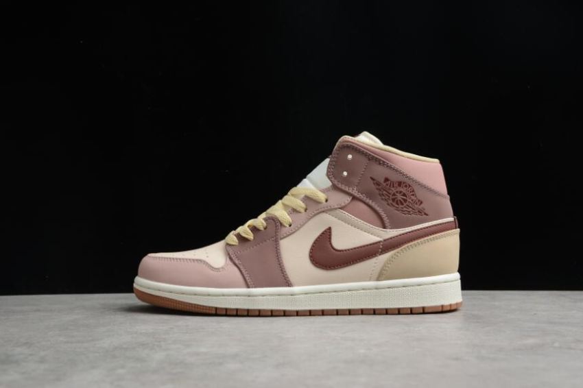 Women's Air Jordan 1 Mid Se Barely Orange Dark Pony Shoes Basketball Shoes - Click Image to Close