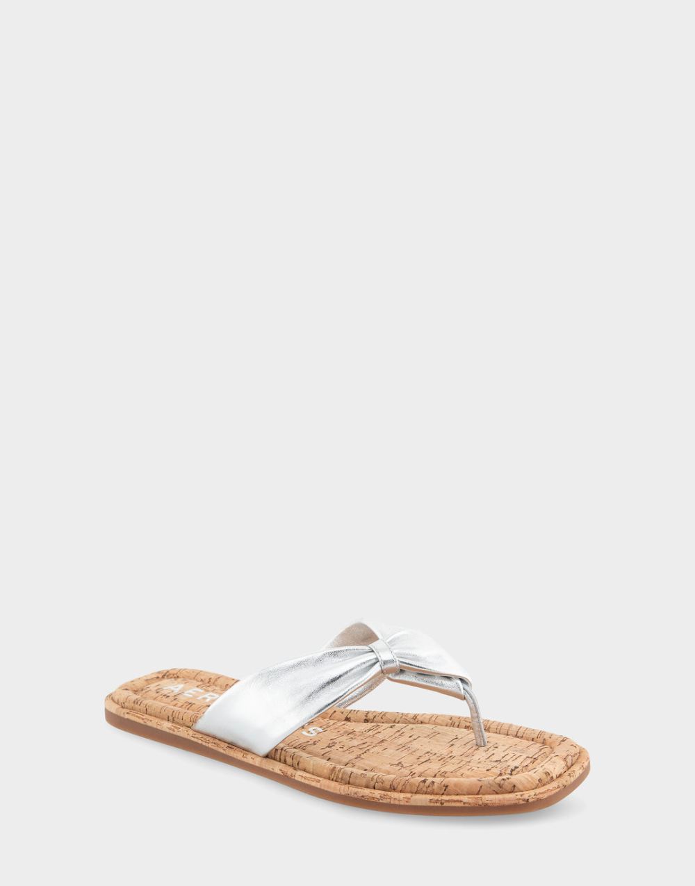 Aerosoles Women's Bond Silver Metallic Leather Knotted Thong Sandal Aerosoles Women's Bond Silver Metallic Leather Knotted Thong Sandal