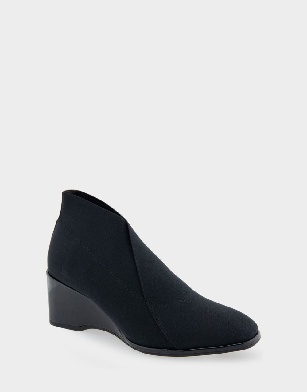 Aerosoles Women's Anini Black Elastic Stretch Fabric Wedge Heel Ankle Boot Aerosoles Women's Anini Black Elastic Stretch Fabric Wedge Heel Ankle Boot