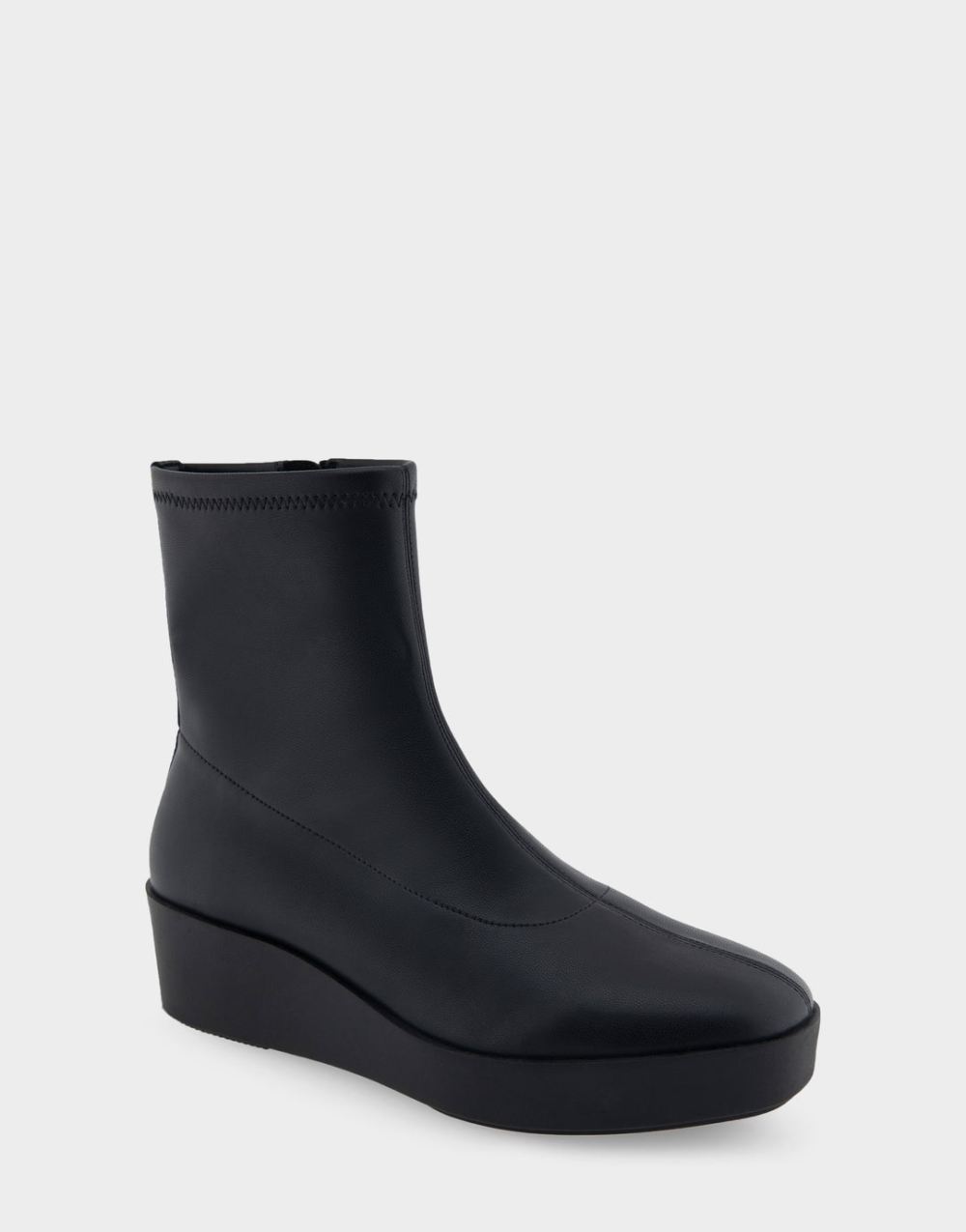 Aerosoles Women's Chiara Black Stretch Faux Leather Midcalf Boot-wedge Aerosoles Women's Chiara Black Stretch Faux Leather Midcalf Boot-wedge