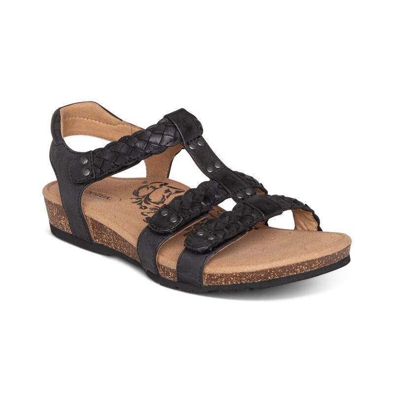 Aetrex | Women's Reese Adjustable Gladiator Sandal-Black | New Arrivals