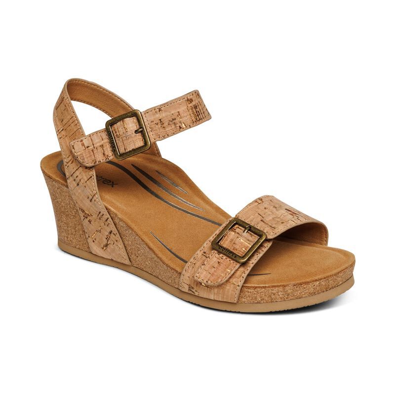 Aetrex | Women's Lexa Quarter Strap Wedge-Cork | New Arrivals