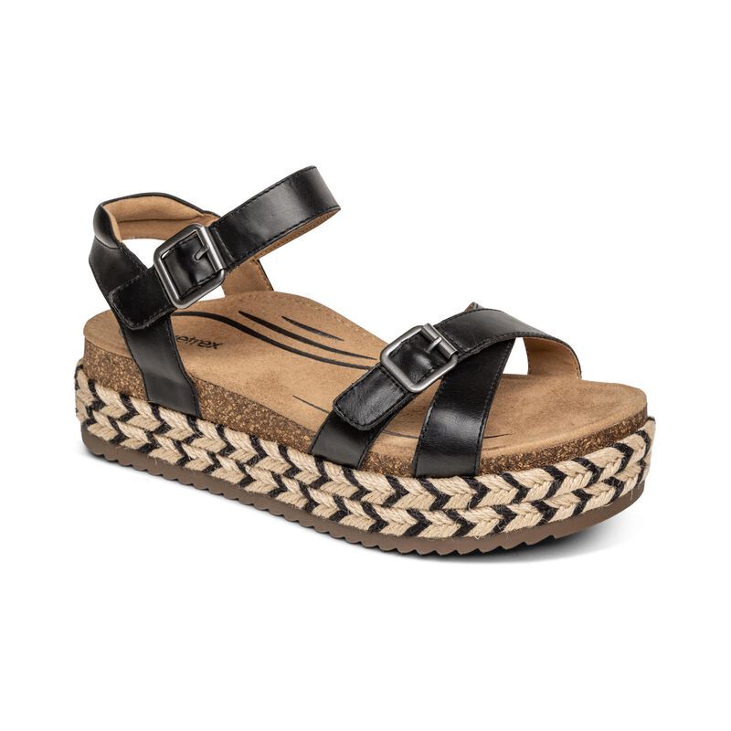 Aetrex | Women's Paula Platform Sandal-Black | New Arrivals