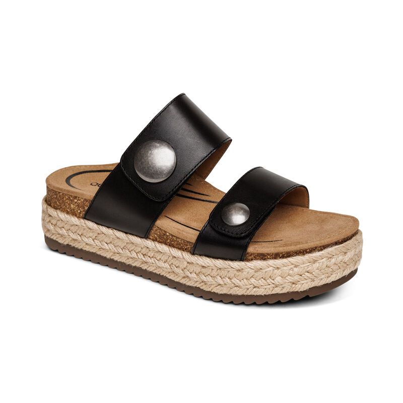 Aetrex | Women's Sofie Platform Sandal-Black | New Arrivals