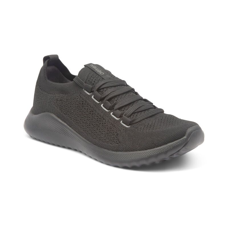 Aetrex | Women's Carly Arch Support Sneakers-Black/Black | New Arrivals