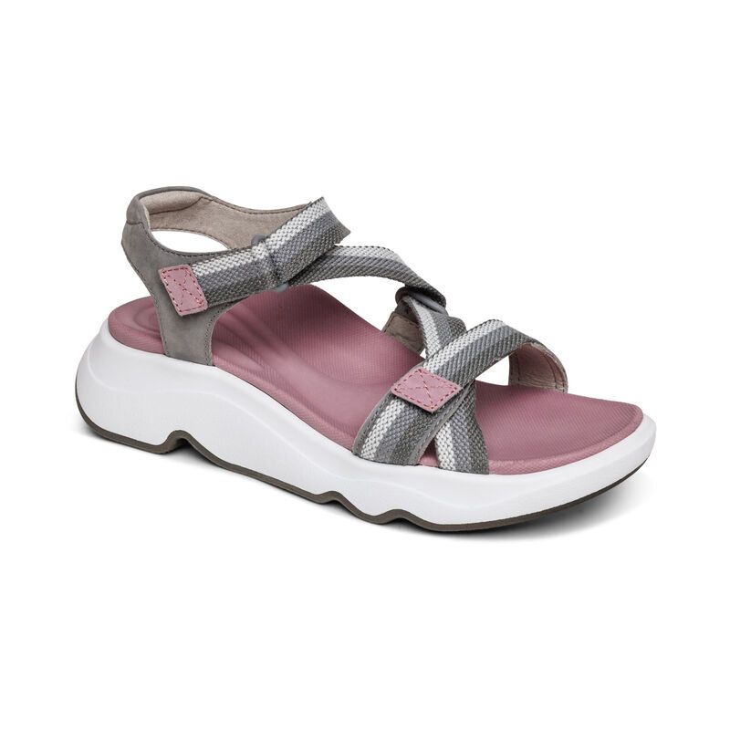 Aetrex | Women's Marz Adjustable Sport Sandal-Grey | New Arrivals