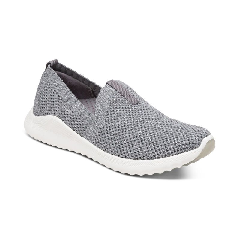 Aetrex | Women's Angie Arch Support Sneakers-Shimmery Grey | New Arrivals