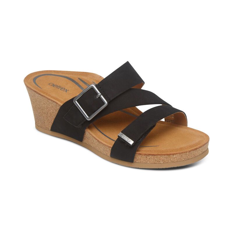 Aetrex | Women's Kimmy Arch Support Wedge-Black | New Arrivals