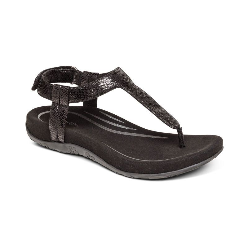 Aetrex | Women's Jane Thong Sandal-Black | New Arrivals