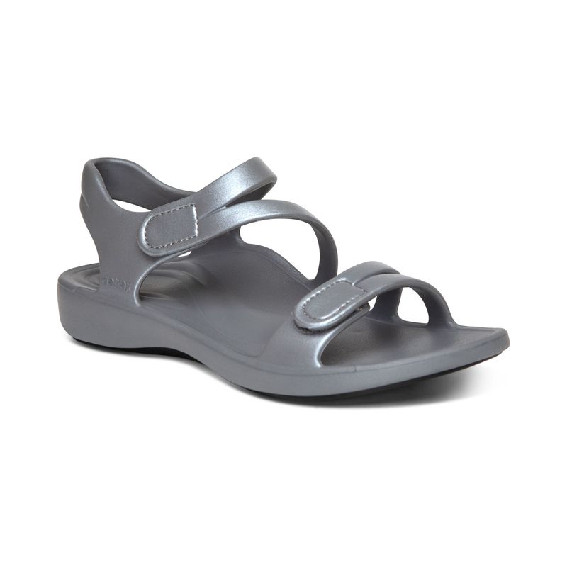 Aetrex | Women's Jillian Sport Water-Friendly Sandal-Shimmer Grey | New Arrivals