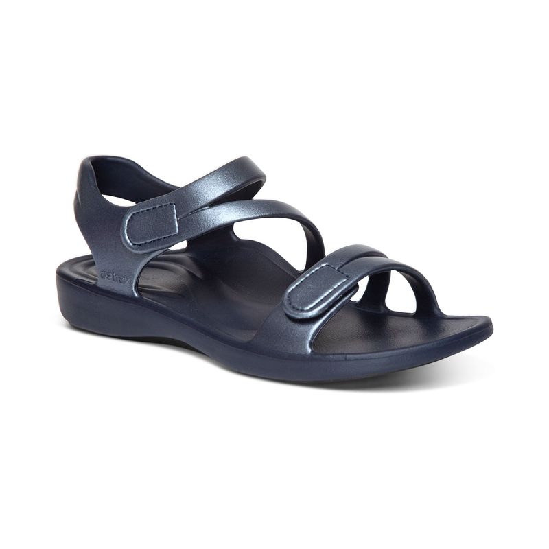 Aetrex | Women's Jillian Sport Water-Friendly Sandal-Shimmer Navy | New Arrivals