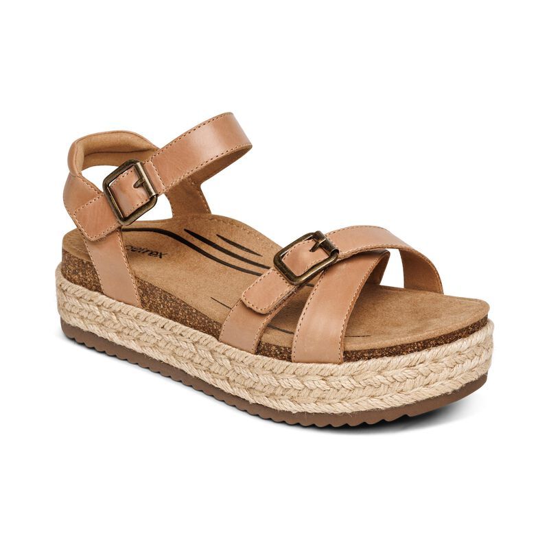 Aetrex | Women's Paula Platform Sandal-Camel | New Arrivals