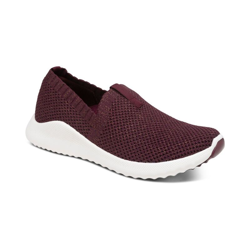 Aetrex | Women's Angie Arch Support Sneakers-Shimmery Burgundy | New Arrivals